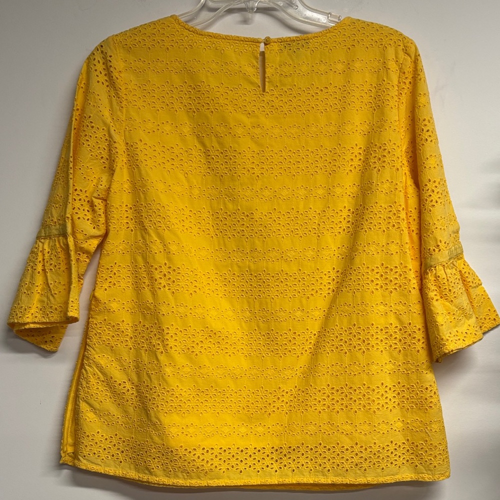 Talbots Yellow Eyelet Bell-Sleeve Top - Picture 6 of 6